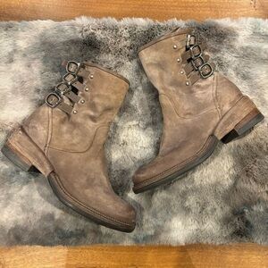 A.S.98 Spero Studded Buckle Leather Ankle Boots